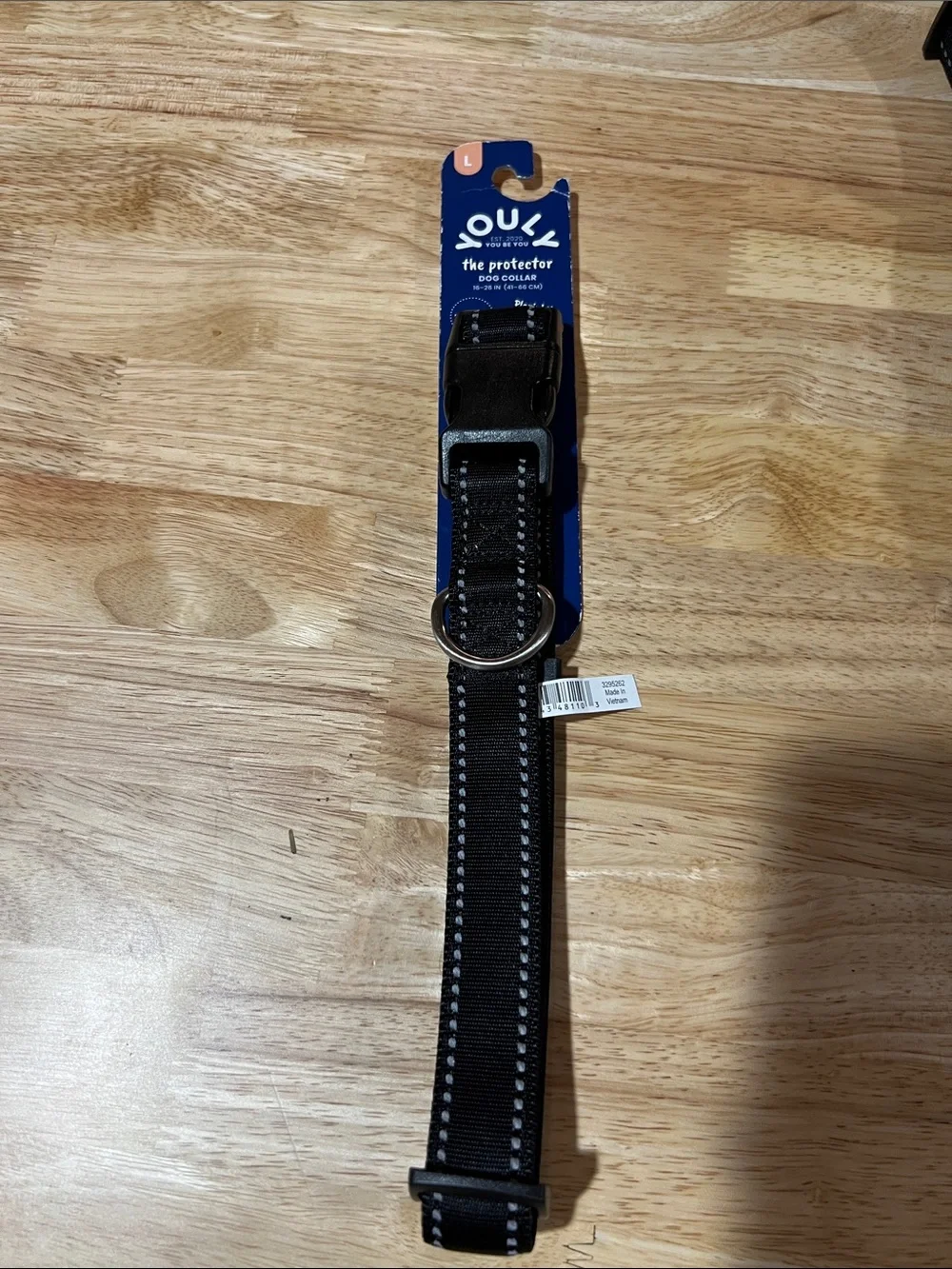 The Protector Reflective Black Dog Collar - Large 16-26” z97